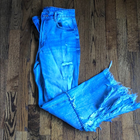 Zara Denim - Flare leg distressed denim